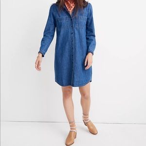 Madewell denim puff-sleeve shirt dress
